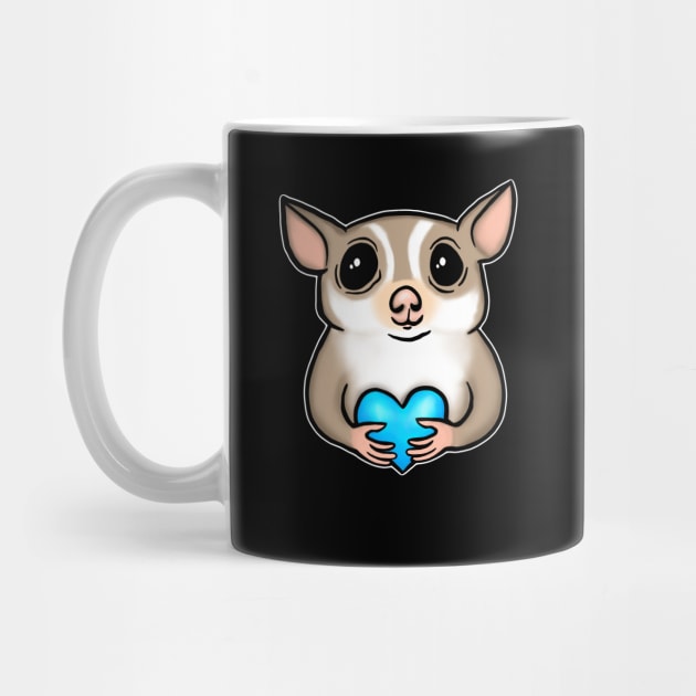 Sugar Glider Blue Heart for Sugar Glider Lovers by Mochi Merch